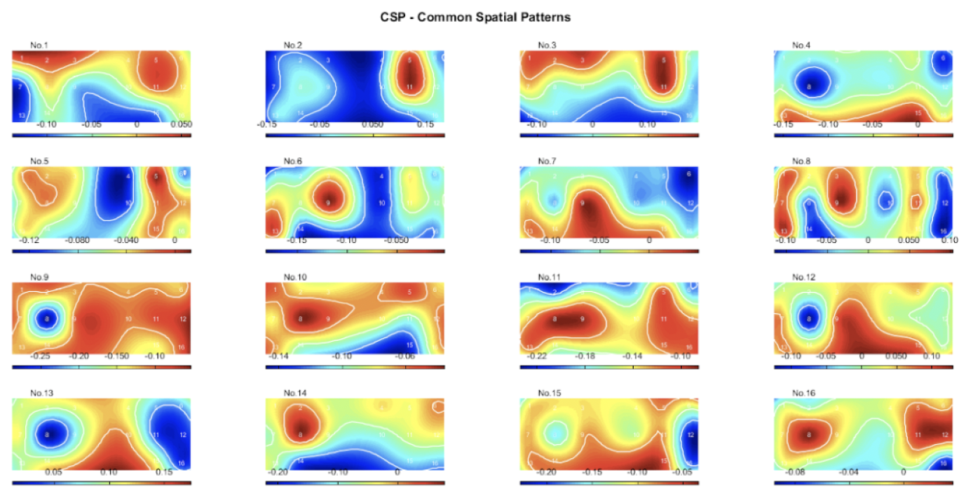 Common spatial pattern maps used for EEG motor-imagery decoding